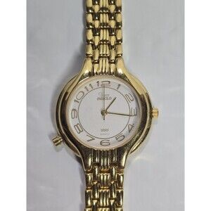 Vintage Timex Indiglo Womens Watch 31mm Gold Tone 1994 Needs Battery 7"